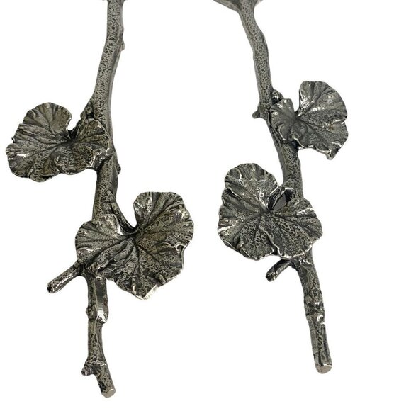 Geranium Leaf Salad Servers Metalware Twig Handles - Picture 4 of 10